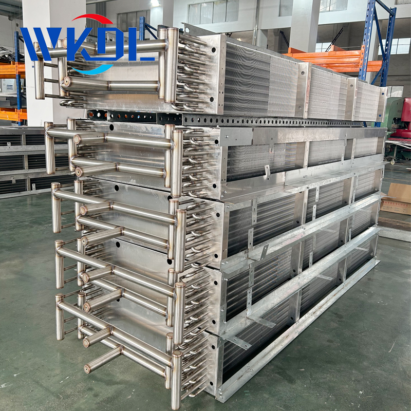 Stainless steel tubes and aluminum finned coil heat exchangers for quick freezing machines of fruits and vegetables