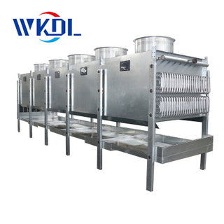 Corrosion resistant stainless steel fins of floor standing top blowing air cooler for cold storage