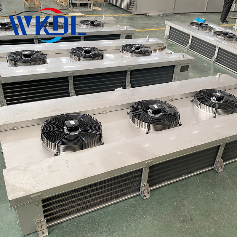 High corrosion resistant cold storage double outlet air cooling fan stainless steel fins